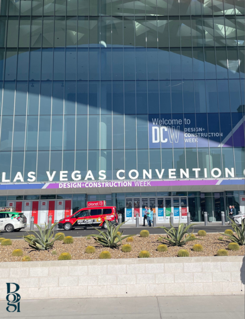 Las Vegas Convention Center during the Kitchen and Bath Industry Show with a couple taxis out front